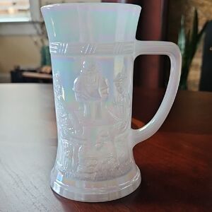 Iridescent Milk Glass 3D Federal Glass Stein